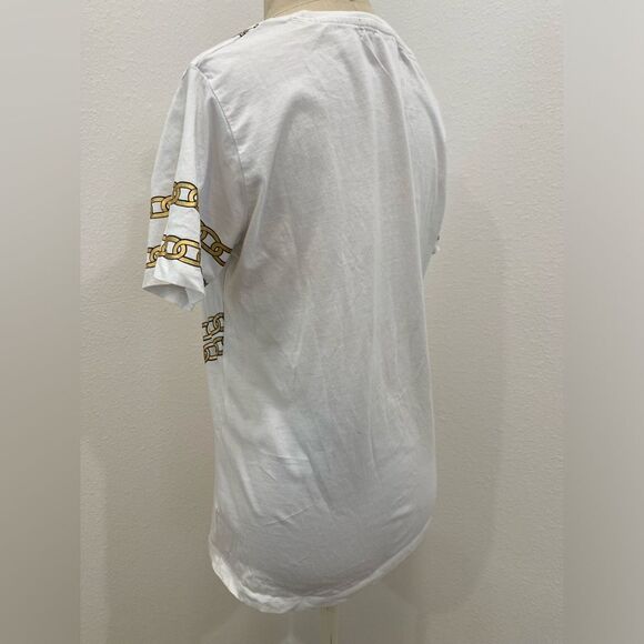 Love Moschino White Shirt Embroidered with Gold Chain Design Sz 4 - Picture 4 of 5